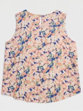 Dalia Peach and Blue Floral Sleeveless Top